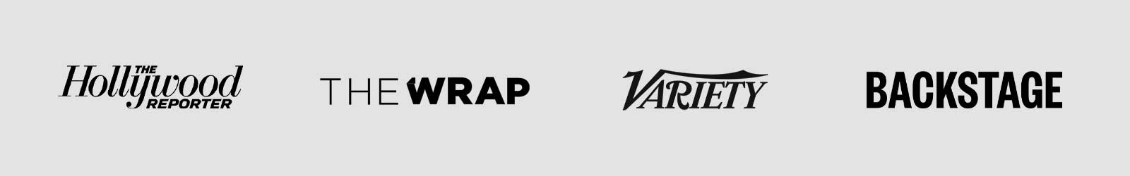 logos for The Hollywood Reporter, TheWrap, Variety and Backstage publications