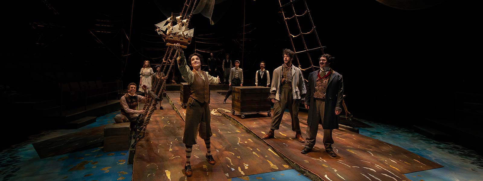 Drama students on set