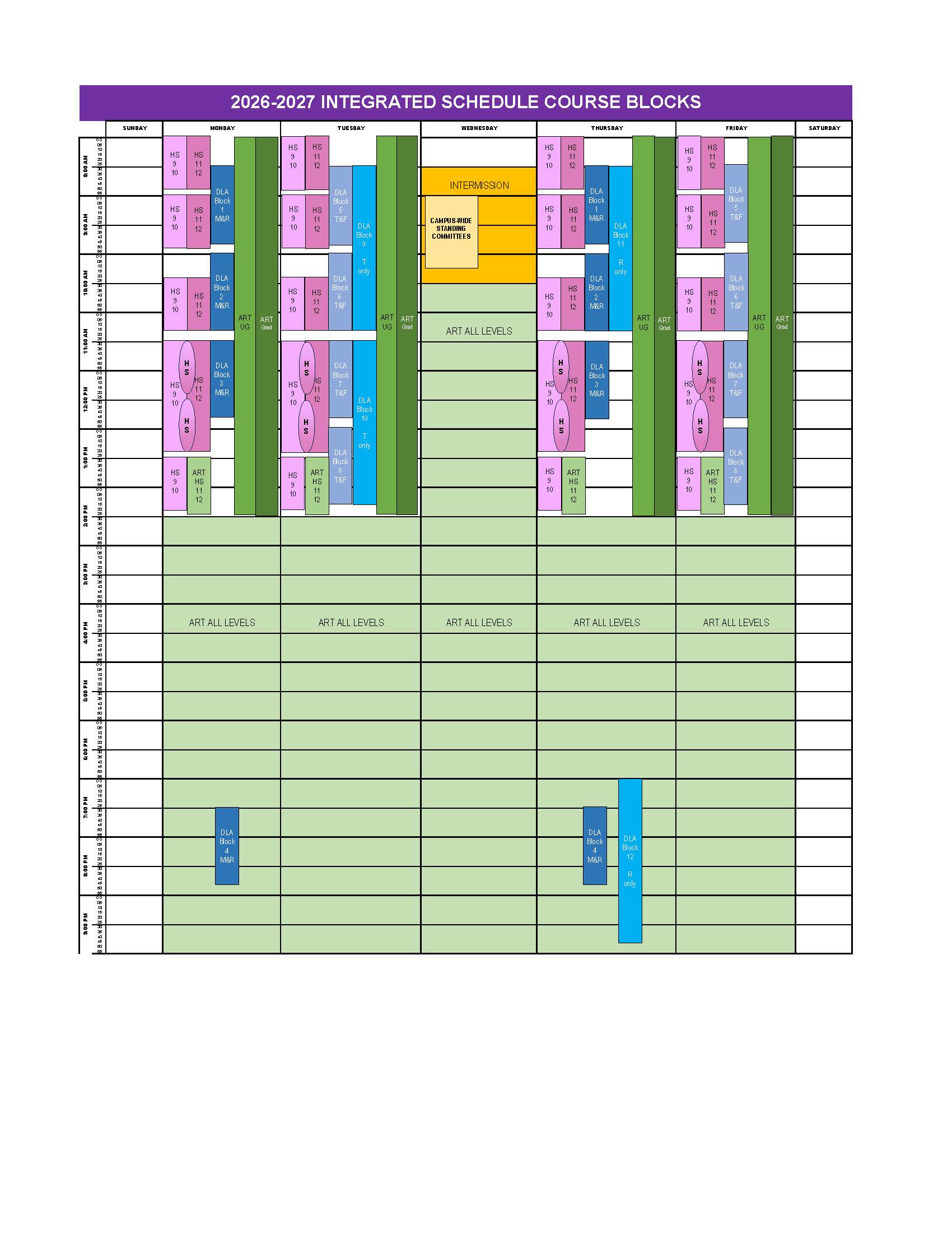 Integrated Schedule Course Blocks