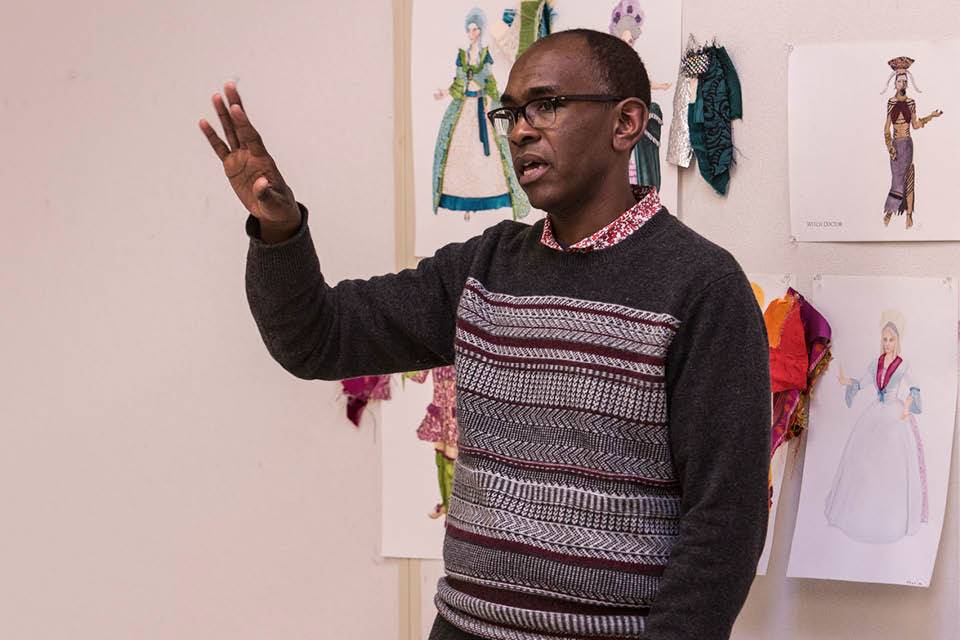 Paul Tazewell with costume drawings