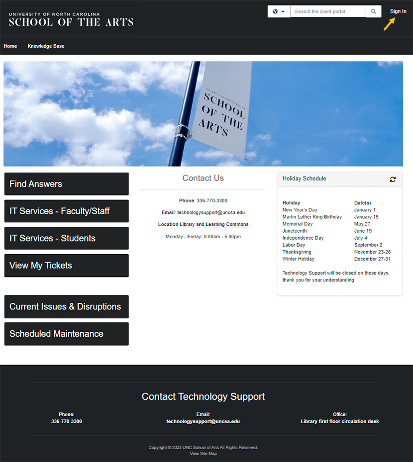 TeamDynamix landing page