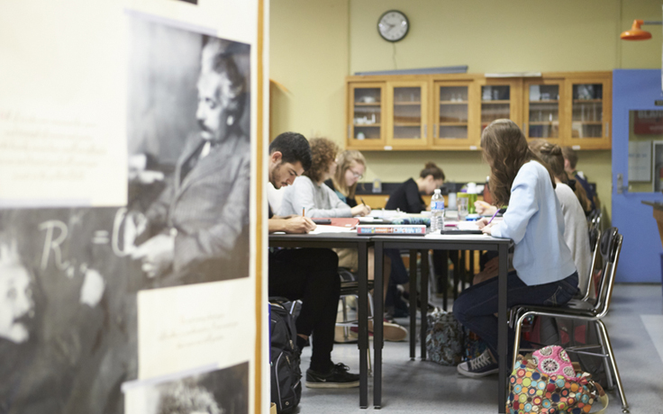 Students in a chemistry classroom