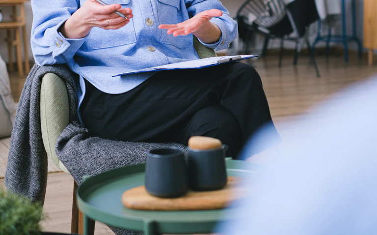 Two people having a conversation.