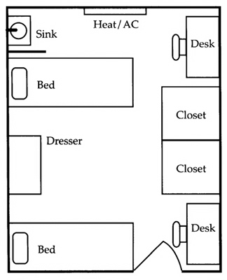 Floor Plan for Moore and Sanford residence halls