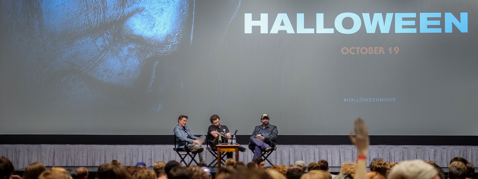 Alumni David Gordon Green, Danny McBride and Jeff Fradley screened "Halloween" movie for UNCSA film students. 