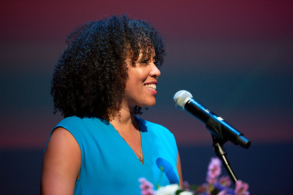 Krisha Marcano presenting at the Kenan Institute Artivate Summit