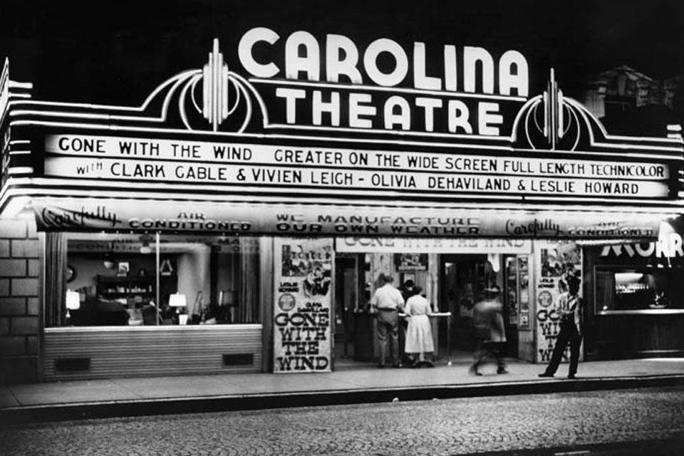 The Carolina Theatre entrance, pre-renovation, before it became Stevens Center. / Photo credit: UNCSA archives